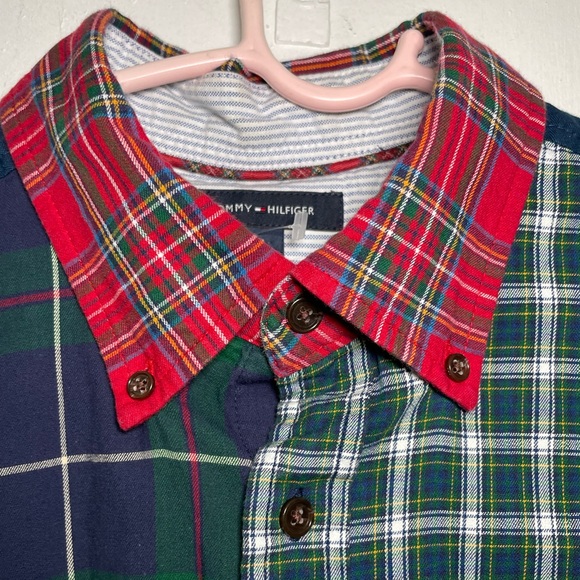 Tommy Hilfiger Vintage Mens Custom Fit Check Long Sleeve Patch Shirt - Picture 2 of 8